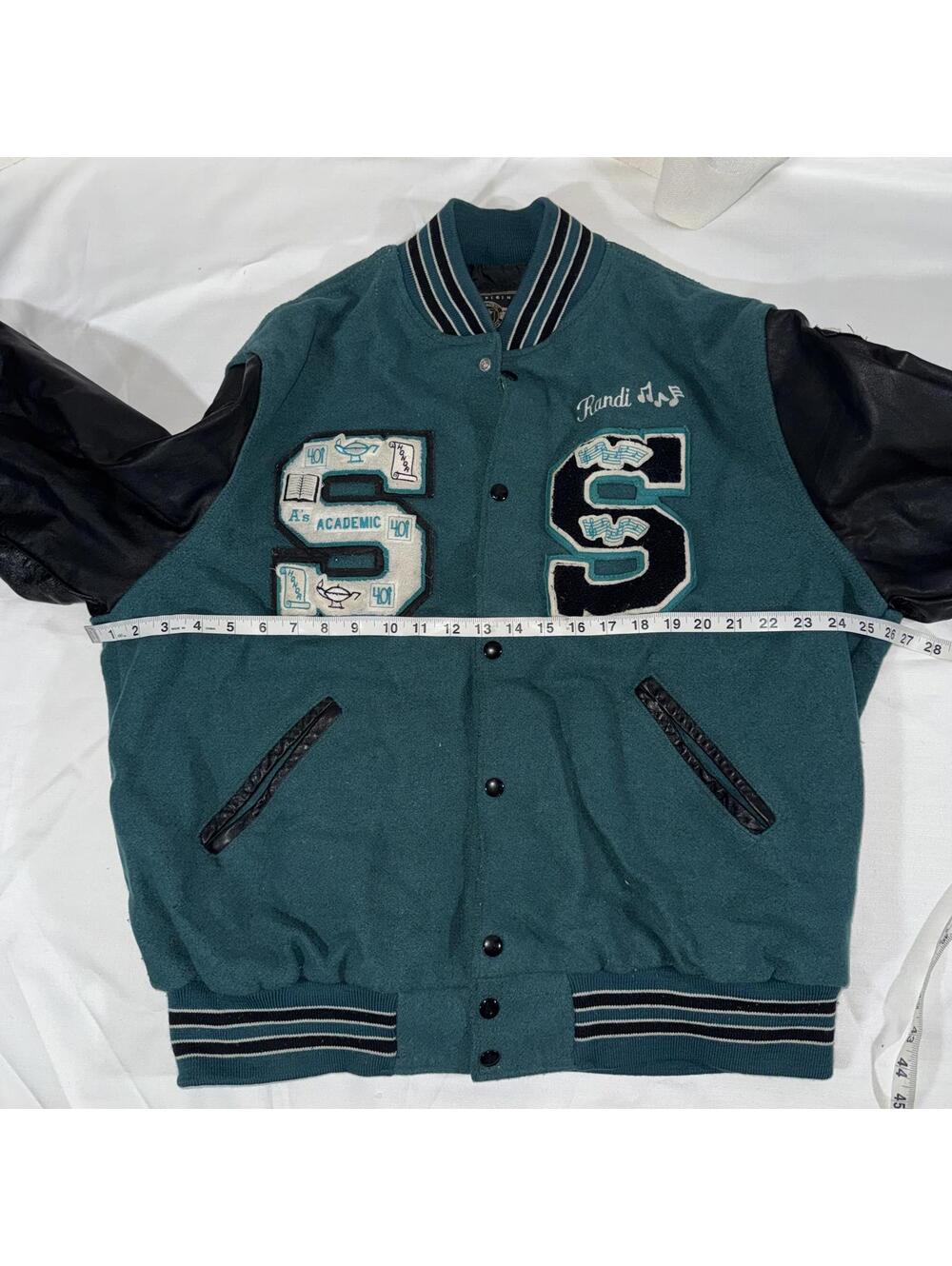 Vintage Letterman Jacket Holloway Sheldon Huskies Sacramento Faux Leather Arms - Picture 5 of 7